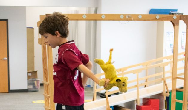 Young child from Blacksburg Virginia receiving pediatric physical therapy in the New River Valley